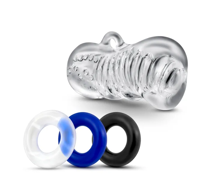 Male Sex Toys Blush Novelties Quickie Kit Stroking Fun with Hand Tool and Stay Hard Rings