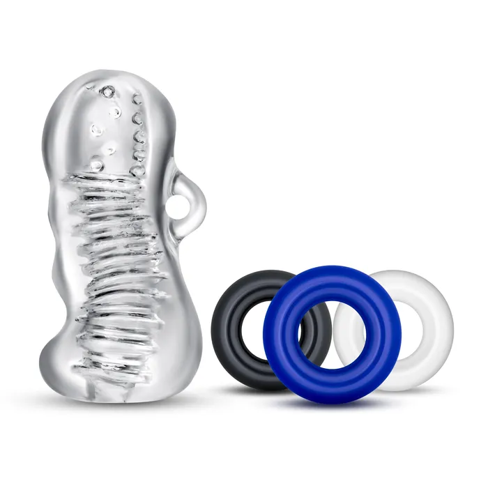 Male Sex Toys Blush Novelties Quickie Kit Stroking Fun with Hand Tool and Stay Hard Rings